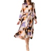 image:imageRVivimos Womens Long Sleeve Tie Dye Henley V Neck Button Up Loose Flowy Midi Dress with BeltWhite Purple