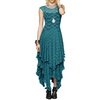 image:imageRVivimos Womens Sleeveless Backless Asymmetrical Layered Lace Long Dress with Slip Two PiecesGreen
