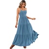 image:imageRVivimos Womens Summer Adjustable Spaghetti Strap Flowy Maxi Dress Boho Bow Tie Back Sexy Backless Ruffle Tiered Long DressBlue
