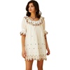 image:imageRVivimos Womens Summer Babydoll Mini Dress Cotton Puff Sleeve Floral Embroidered Casual Loose Tunic DressWhite
