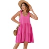 image:imageRVivimos Womens Summer Casual Cotton Linen Mini Dress 2026 Adjustable Straps Sleeveless Loose Flowy Beach Dress with PocketsPink