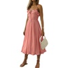 image:imageRVivimos Womens Summer Cotton Spaghetti Straps VNeck Ruffle Casual Boho Midi Flowy DressPink