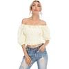 image:imageRVivimos Womens Summer Half Sleeve Ruffled Floral Print Cute Cotton Crop Blouses TopsBeige
