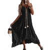 image:imageRVivimos Womens Summer Lace Sundress Adjustable Spaghetti Strap Boho Tassel Asymmetrical Hem Sexy Beach Floral Midi DressBlack