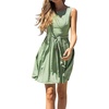 image:imageRVivimos Womens Summer Sleeveless Back Cross Wrap Lace Up Slim Fit Backless ALine Mini Skater Dress with PocketsSagegreen