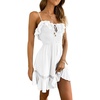 image:imageRVivimos Womens Summer Spaghetti Straps Tie V Neck Sexy Backless Smocked Layered Ruffle Swing Mini DressWhite1