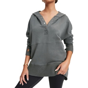 image:imageRVivimos Womens Oversized Sweatshirts Fall Essential Hoodies Pullover Cotton Long Sleeve Button Up Casual Tops with PocketsDarkgrey