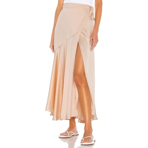 image:imageRVivimos Womens Satin Skirt High Waist Split Side Sexy Party Wrap Tie Waist Flowy Maxi SkirtChampagne