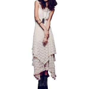 image:imageRVivimos Womens Sleeveless Backless Asymmetrical Layered Lace Long Dress with Slip Two PiecesBeige