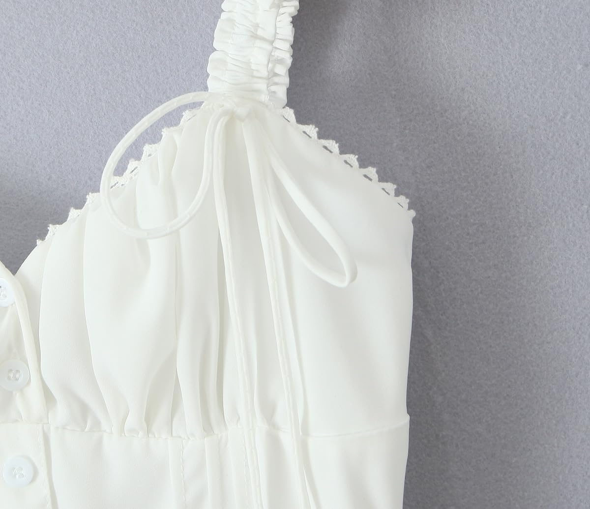 image:imageRVivimos Womens Summer Midi Milkmaid Dress Sleeveless Square Neck Button Up Cottagecore ALine Flowy Long Sun DressWhite