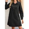 image:imageRVivimos 2026 Fall Corduroy Cotton Casual Dresses for Women Long Sleeve Button Up Shift Mini Dress with PocketsBlack