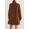 image:imageRVivimos 2026 Fall Corduroy Cotton Casual Dresses for Women Long Sleeve Button Up Shift Mini Dress with PocketsBrown