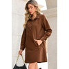 image:imageRVivimos 2026 Fall Corduroy Cotton Casual Dresses for Women Long Sleeve Button Up Shift Mini Dress with PocketsBrown