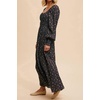 image:imageRVivimos 2026 Puff Long Sleeve Chiffon Maxi Dress for Women Square Neck Elastic Empire Waist Floral Print ALine Flowy DressBlack