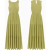 image:imageRVivimos 2026 Summer Cotton Midi Dresses for Women Casual Sleeveless Smocked ALine Tiered Flowy Tank Dress with PocketsOlive Green