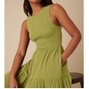 image:imageRVivimos 2026 Summer Cotton Midi Dresses for Women Casual Sleeveless Smocked ALine Tiered Flowy Tank Dress with PocketsOlive Green