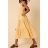 image:imageRVivimos 2026 Summer Cotton Midi Dresses for Women Casual Sleeveless Smocked ALine Tiered Flowy Tank Dress with PocketsYellow