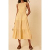 image:imageRVivimos 2026 Summer Cotton Midi Dresses for Women Casual Sleeveless Smocked ALine Tiered Flowy Tank Dress with PocketsYellow