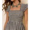 image:imageRVivimos 2026 Summer Cotton Plaid Maxi Dresses for Women Flutter Sleeve Square Neck Smocked Ruffle Flowy Tiered Casual DressBlack