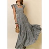 image:imageRVivimos 2026 Summer Cotton Plaid Maxi Dresses for Women Flutter Sleeve Square Neck Smocked Ruffle Flowy Tiered Casual DressBlack