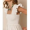 image:imageRVivimos 2026 Summer Cotton Plaid Maxi Dresses for Women Flutter Sleeve Square Neck Smocked Ruffle Flowy Tiered Casual DressKhaki