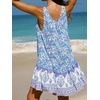 image:imageRVivimos 2026 Summer Mini Sun Dresses for Women Boho Floral Print Casual Sleeveless V Neck Button Up Loose Swing Beach DressBlue Purple