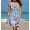 image:imageRVivimos 2026 Summer Mini Sun Dresses for Women Boho Floral Print Casual Sleeveless V Neck Button Up Loose Swing Beach DressBlue Purple