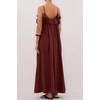 image:imageRVivimos 2026 Womens Summer Cotton Adjustable Spaghetti Strap V Neck Casual Loose Flowy Vacation Maxi Dress Beach SundressWine Red