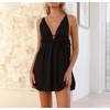image:imageRVivimos Boho Dresses for Women 2026 Summer Sleeveless Sexy Deep V Neck Elastic Waist Sides Drawstring Tie Casual Mini DressBlack