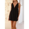 image:imageRVivimos Boho Dresses for Women 2026 Summer Sleeveless Sexy Deep V Neck Elastic Waist Sides Drawstring Tie Casual Mini DressBlack