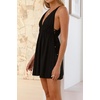 image:imageRVivimos Boho Dresses for Women 2026 Summer Sleeveless Sexy Deep V Neck Elastic Waist Sides Drawstring Tie Casual Mini DressBlack