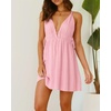 image:imageRVivimos Boho Dresses for Women 2026 Summer Sleeveless Sexy Deep V Neck Elastic Waist Sides Drawstring Tie Casual Mini DressPink