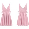 image:imageRVivimos Boho Dresses for Women 2026 Summer Sleeveless Sexy Deep V Neck Elastic Waist Sides Drawstring Tie Casual Mini DressPink