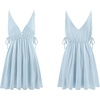 image:imageRVivimos Boho Dresses for Women 2026 Summer Sleeveless Sexy Deep V Neck Elastic Waist Sides Drawstring Tie Casual Mini DressSky Blue
