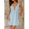 image:imageRVivimos Boho Dresses for Women 2026 Summer Sleeveless Sexy Deep V Neck Elastic Waist Sides Drawstring Tie Casual Mini DressSky Blue