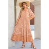 image:imageRVivimos Boho Maxi Dresses for Women 2026 Floral Print Long Sleeve Casual Button Up Loose Flowy Beach Long DressesApricot
