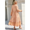 image:imageRVivimos Boho Maxi Dresses for Women 2026 Floral Print Long Sleeve Casual Button Up Loose Flowy Beach Long DressesApricot