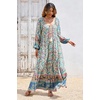 image:imageRVivimos Boho Maxi Dresses for Women 2026 Floral Print Long Sleeve Casual Button Up Loose Flowy Beach Long DressesBeige Green