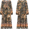 image:imageRVivimos Boho Maxi Dresses for Women 2026 Floral Print Long Sleeve Casual Button Up Loose Flowy Beach Long DressesBlack