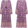 image:imageRVivimos Boho Maxi Dresses for Women 2026 Floral Print Long Sleeve Casual Button Up Loose Flowy Beach Long DressesDark Purple