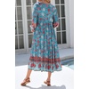 image:imageRVivimos Boho Maxi Dresses for Women 2026 Floral Print Long Sleeve Casual Button Up Loose Flowy Beach Long DressesLake Blue