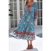 image:imageRVivimos Boho Maxi Dresses for Women 2026 Floral Print Long Sleeve Casual Button Up Loose Flowy Beach Long DressesLake Blue