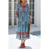 image:imageRVivimos Boho Maxi Dresses for Women 2026 Floral Print Long Sleeve Casual Button Up Loose Flowy Beach Long DressesLake Blue