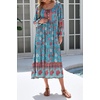 image:imageRVivimos Boho Maxi Dresses for Women 2026 Floral Print Long Sleeve Casual Button Up Loose Flowy Beach Long DressesLake Blue