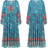 image:imageRVivimos Boho Maxi Dresses for Women 2026 Floral Print Long Sleeve Casual Button Up Loose Flowy Beach Long DressesLake Blue