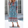 image:imageRVivimos Boho Maxi Dresses for Women 2026 Floral Print Long Sleeve Casual Button Up Loose Flowy Beach Long DressesLake Blue