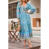 image:imageRVivimos Boho Maxi Dresses for Women 2026 Floral Print Long Sleeve Casual Button Up Loose Flowy Beach Long DressesTeal
