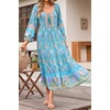 image:imageRVivimos Boho Maxi Dresses for Women 2026 Floral Print Long Sleeve Casual Button Up Loose Flowy Beach Long DressesTeal