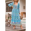 image:imageRVivimos Boho Maxi Dresses for Women 2026 Floral Print Long Sleeve Casual Button Up Loose Flowy Beach Long DressesTeal