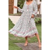 image:imageRVivimos Boho Maxi Dresses for Women 2026 Floral Print Long Sleeve Casual Button Up Loose Flowy Beach Long DressesWhite